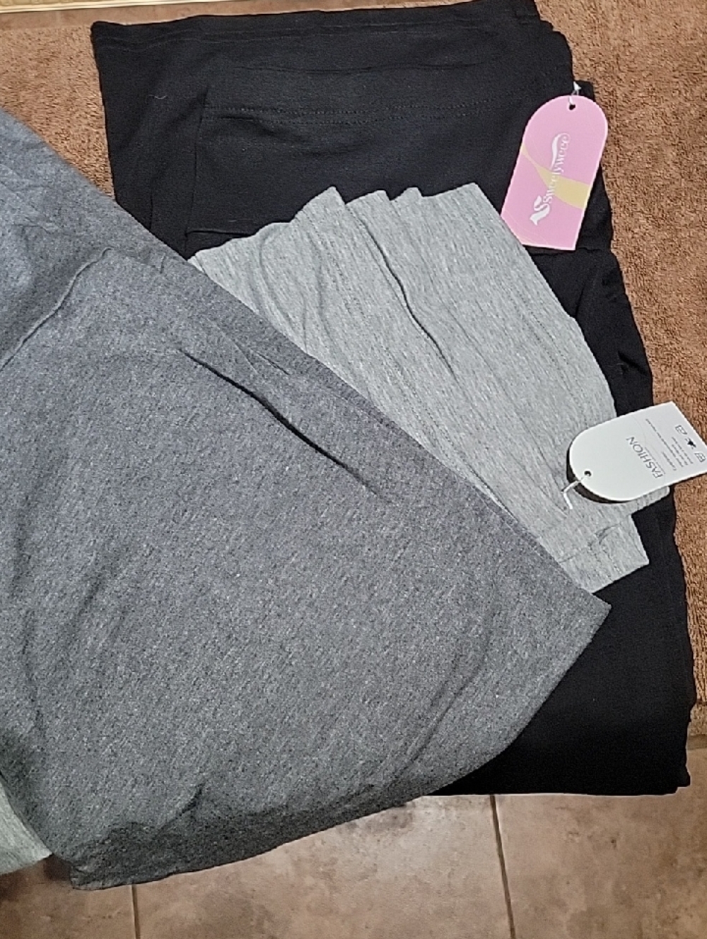 3 PR NWT Women's Wide Leg Maternity PANTS - Black & 2 Gray